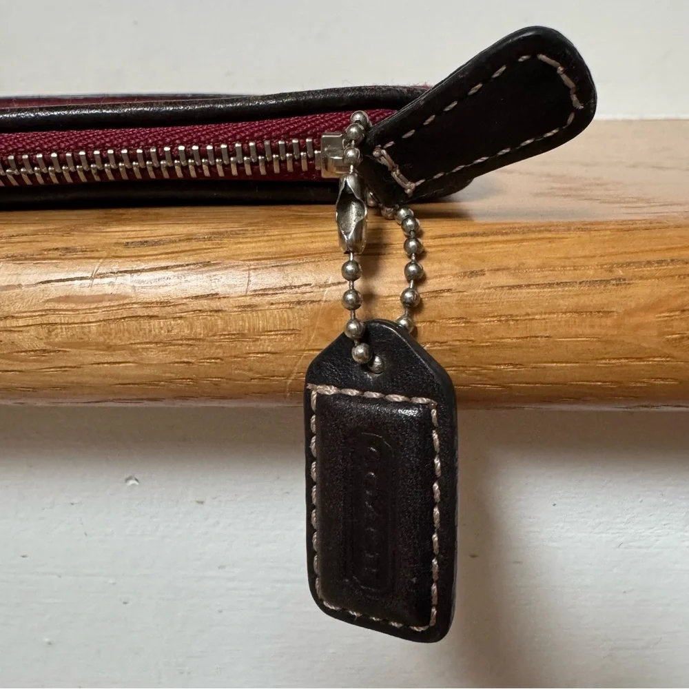 Vintage Coach Red Wool and Leather Skinny Case Rare